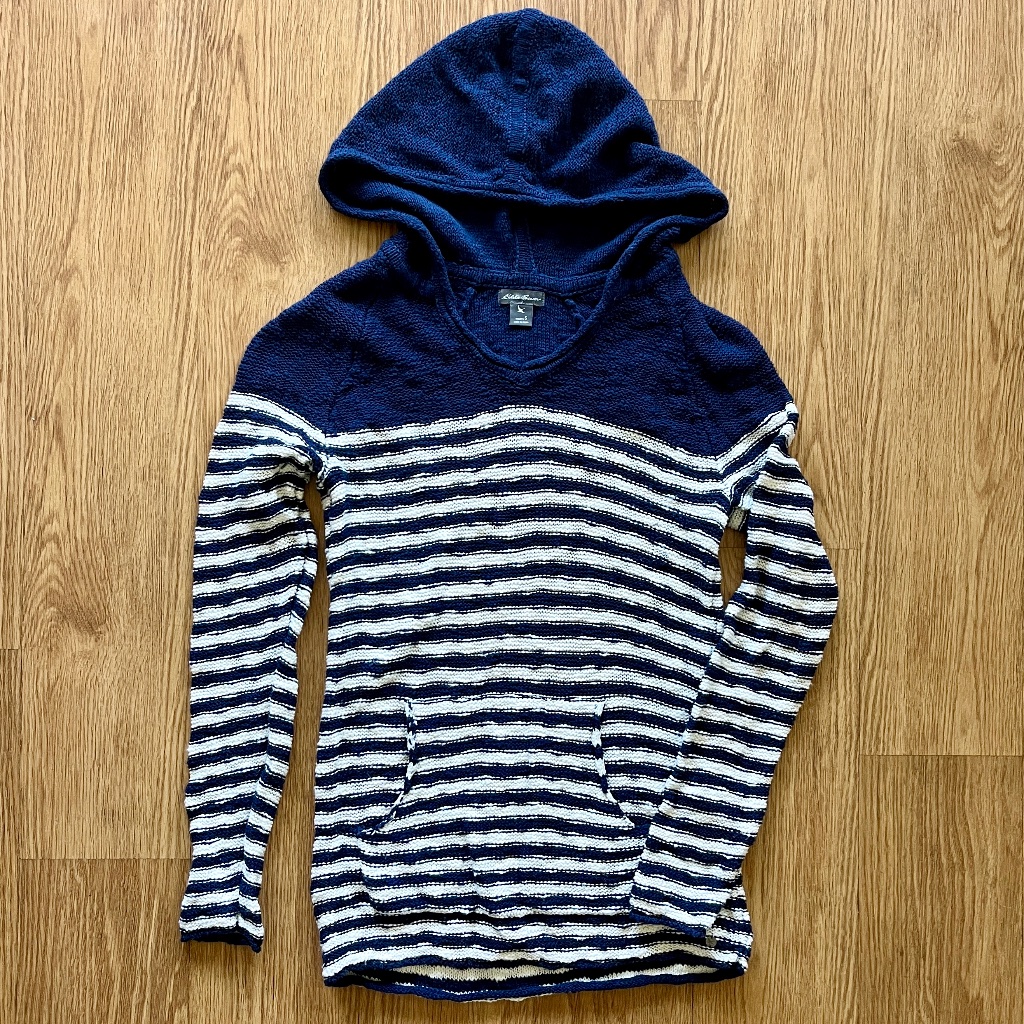 Eddie Bauer Knit Sweater With Hood And Front Kangaroo Pocket